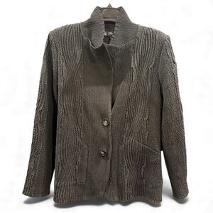 Flair Black Textured Button-Front Jacket - Size: Small